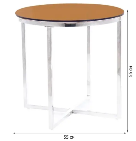 Стол журнальный SIGNAL CRYSTAL B дымчатый янтарь/серебряный, d55