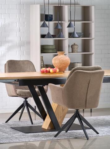 Стол обеденный HALMAR FANIS натуральный/черный 160-220/90