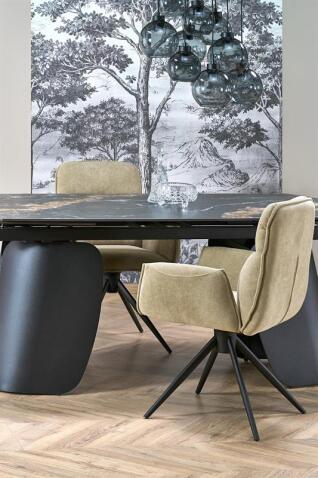 Стол обеденный HALMAR FORUM черный мрамор/черный 180-260/90