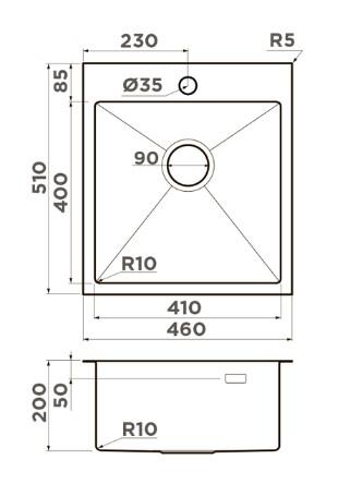 Кухонная мойка из нержавейки Omoikiri Akisame 46-GB графит