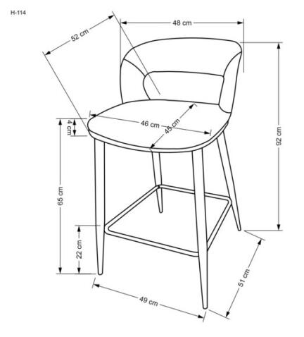 Стул барный HALMAR H114 бежевый/ореховый