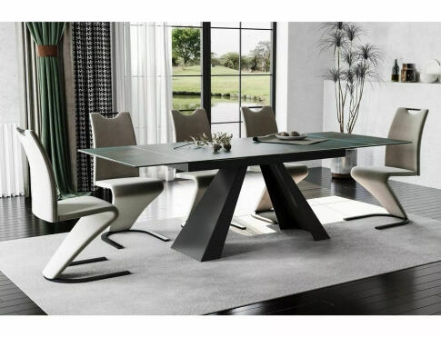 Стол обеденный SIGNAL SALVADORE Ceramic Ossido Verde бирюзовый/черный мат 160-240/90