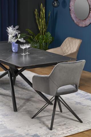 Стол обеденный HALMAR VITORINO черный мрамор/черный 160-220/90
