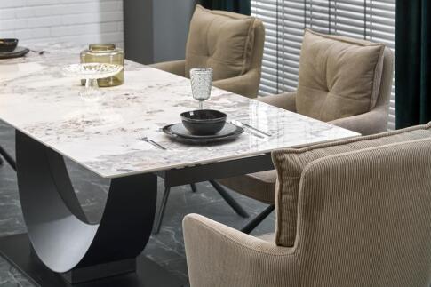Стол обеденный HALMAR FERNANDO белый мрамор/черный 160-240/92