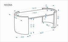 Стол журнальный HALMAR NICOSIA бежевый мрамор/орех 121/61