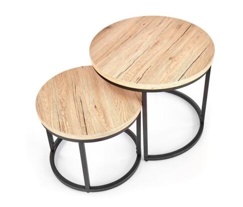Комплект HALMAR OREO (2 стола журнальных) дуб сан ремо/черный, 43/53 и 35/45