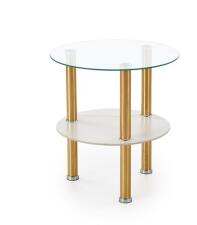 Стол журнальный HALMAR DUCAT S белый мрамор/прозрачный/золотой