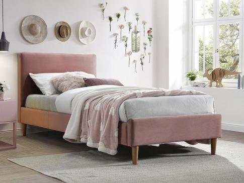 Кровать SIGNAL ACOMA Velvet Bluvel 52 античный розовый/дуб 90/200
