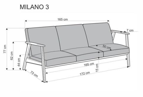 Диван HALMAR MILANO 3S tap. Castel 93 серый/орех