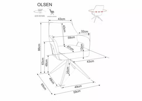 Стул SIGNAL OLSEN Noelle 30 бежевый/черный, поворотный