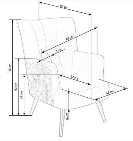 Кресло HALMAR PAGONI Bluvel 86 темно-синий/черный