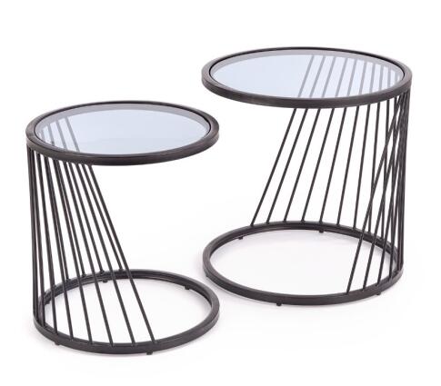 Комплект HALMAR ANTILLA (2 стола журнальных) дымчатый/черный, 50/50 и 42/45