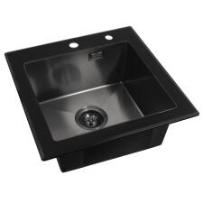 Мойка ARFEKA ECO AR 500*500 GS BLACK GLASS + BLACK PVD NANO