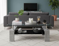 Стол журнальный HALMAR DIANA INTRO прозрачный/ бетон, 100/60/45