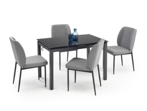 Комплект HALMAR JASPER (стол + 4 стула) серый/черный