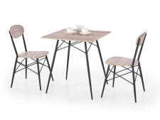 Комплект HALMAR KABIR (обеденный стол + 2 стула) дуб сан ремо/черный 70/70/75