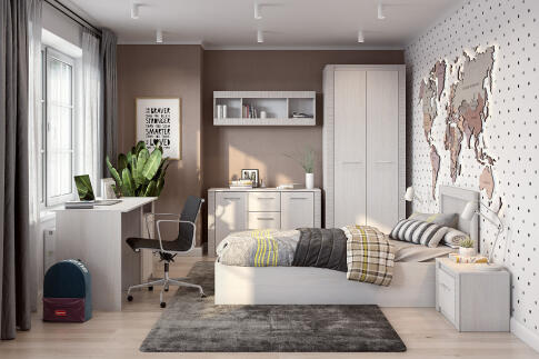 Кровать SV-МЕБЕЛЬ (МС Гамма 20 К) Серия №4 одинарная 0.9х2.0 Ясень анкор светлый/Сандал светлый