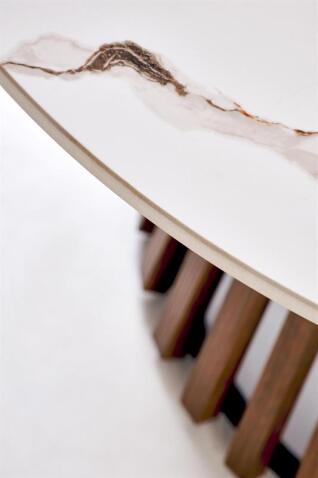 Стол журнальный HALMAR CARINA бежевый мрамор/орех