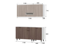 Кухонный гарнитур SV-МЕБЕЛЬ "Розалия" Серия2 (1,7 м) Ясень Шимо св./Ясень Шимо т./столешница Антарес