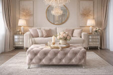 Пуф SIGNAL HESTIA Velvet Bluvel 28 бежевый/серебряный 100/46/50