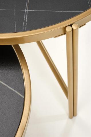 Комплект HALMAR FATIMA (2 стола журнальных) черный мрамор/золотой