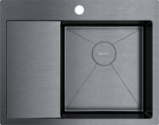 Кухонная мойка из нержавейки Omoikiri Akisame 65-GM-R вороненая сталь