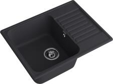 Кухонная мойка GRANFEST QUARZ Z-13 черный + сифон