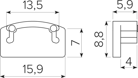 Заглушка для алюминиевого профиля накладного 16х7 без отверстия, серая, AQ