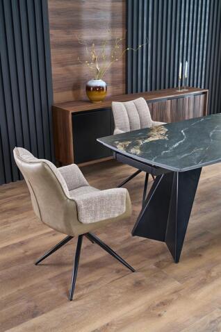 Стол обеденный HALMAR ARMANI черный мрамор/черный 165-241/90