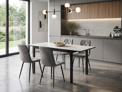 Стол ВВР Брайтон керамика, раздвижной белый/черный 89-119/69