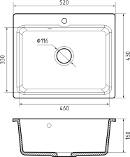 Кухонная мойка GRANFEST SMART SM-520 черный + сифон