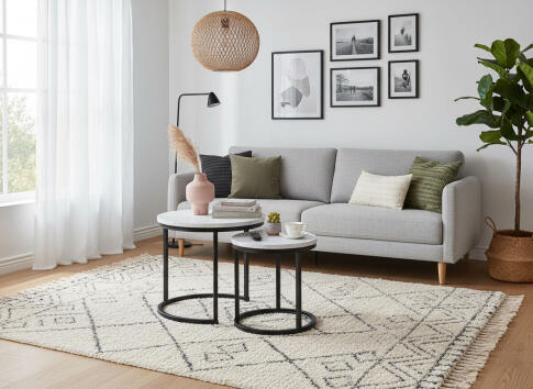 Комплект SIGNAL HOLA (2 стола журнальных) белый мрамор/черный