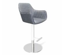 Стул барный Sheffilton SHT-ST38/S128 артикул СТ-409 угольно-серый/хром/белый муар