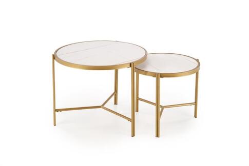 Комплект HALMAR FATIMA (2 стола журнальных) белый мрамор/золотой