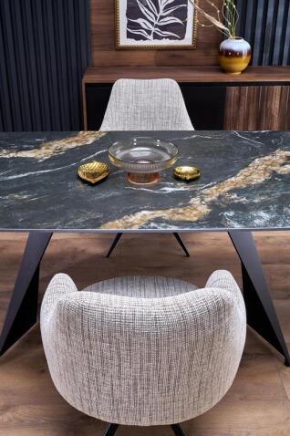 Стол обеденный HALMAR ARMANI черный мрамор/черный 165-241/90