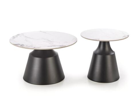 Комплект HALMAR MAGNETA (2 стола журнальных) белый мрамор/черный