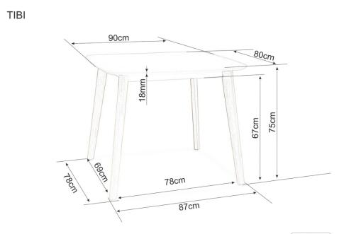 Стол обеденный SIGNAL TIBI белый/беленый дуб 90/80