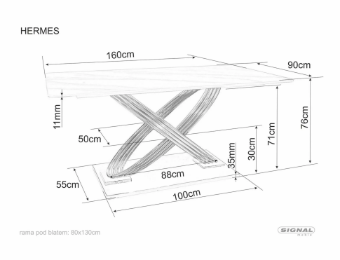 Стол обеденный SIGNAL HERMES эффект белого мрамора/золотой 160/90