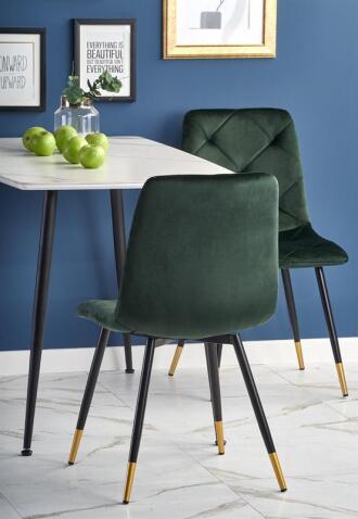 Стол обеденный HALMAR MARCO белый мрамор/черный 120/70