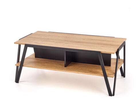 Стол журнальный HALMAR VOLTA дуб золотой/черный, 113/63/45