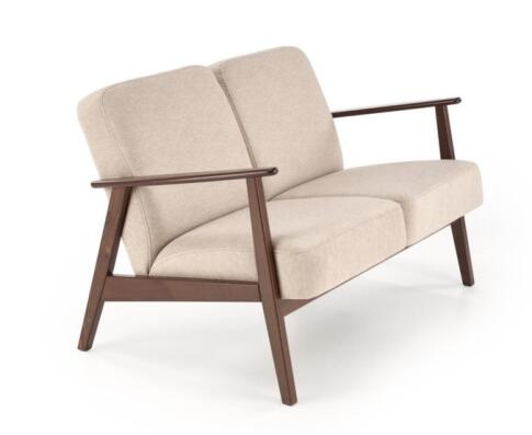 Диван HALMAR MILANO 2S tap. Castel 15 бежевый/орех