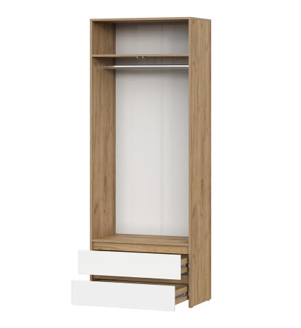 Шкаф NN Мебель (МС Некст К) Дуб Золотой/Белый, двухстворчатый с ящиками