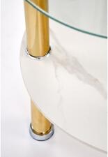 Стол журнальный HALMAR DUCAT S белый мрамор/прозрачный/золотой