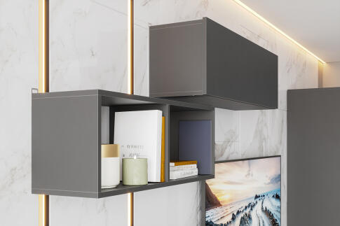 Полка книжная NN Мебель (МС Денвер К) Графит серый