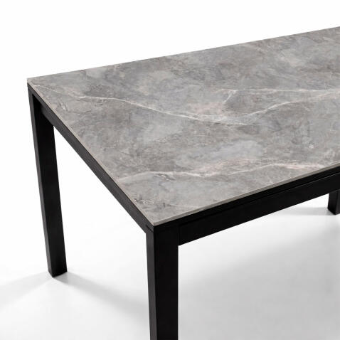 Стол ВВР Брайтон керамика, раздвижной серый/черный 89-119/69