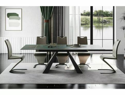 Стол обеденный SIGNAL SALVADORE Ceramic Ossido Verde бирюзовый/черный мат 160-240/90