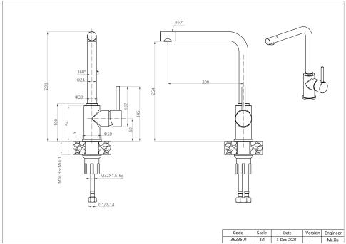 Смеситель для кухни GRANFEST 3651 черный