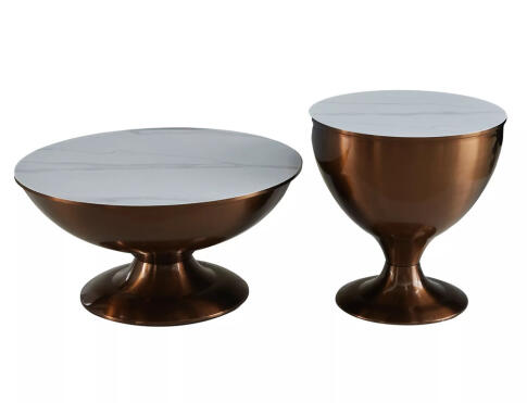 Комплект SIGNAL SALSA (2 стола журнальных) белый/медный 75/38, 50/52,5