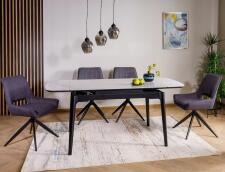 Стол обеденный SIGNAL SENTO белый лак/черный 120-180/80