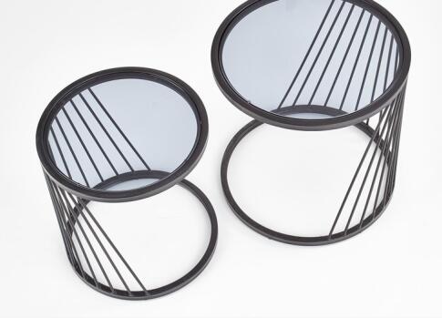 Комплект HALMAR ANTILLA (2 стола журнальных) дымчатый/черный, 50/50 и 42/45